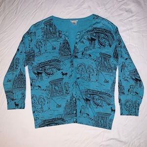 Paris Print Silk Sweater